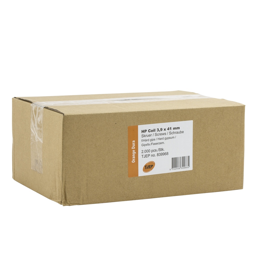 Gipspladeskrue HP, tromle, 3,9 x 41 mm, ORANGE DURA, 2000 stk.