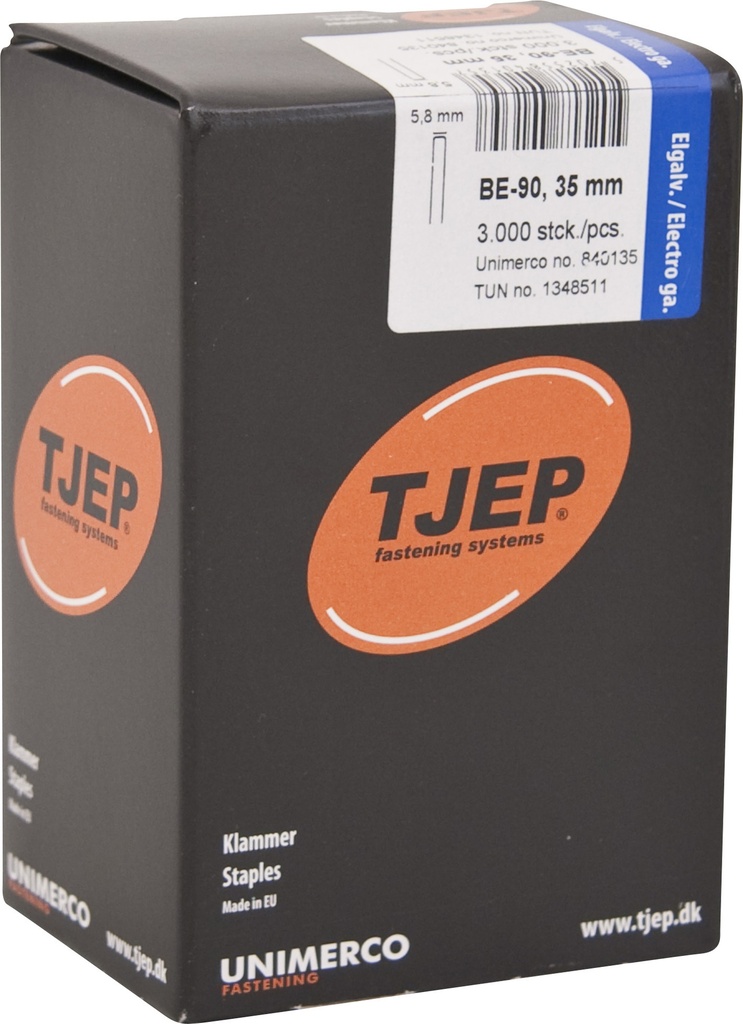 Klammer m/lim BE-90, 35 x 5,8 mm, FZB, 3000 stk.