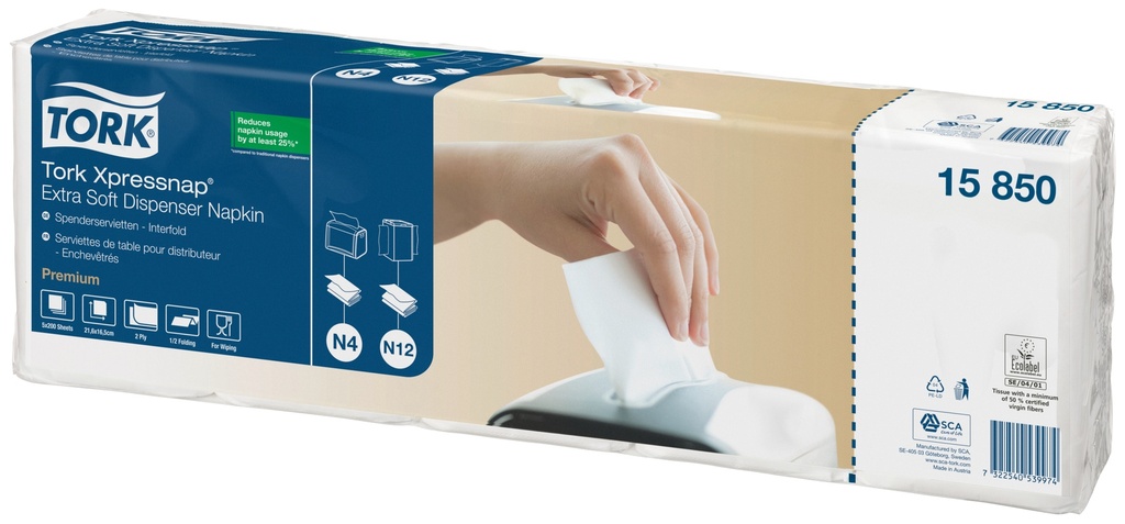 Tork dispenserserviet 15850 N4, 2-lags, hvid, 1000 stk.