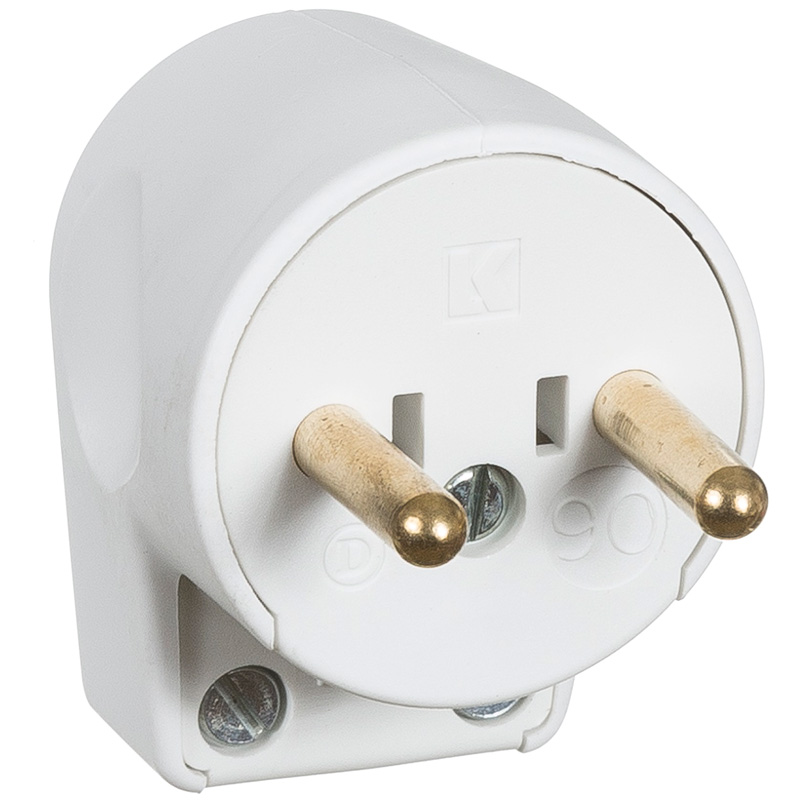 Vinkel stikprop rund hvid uden jord