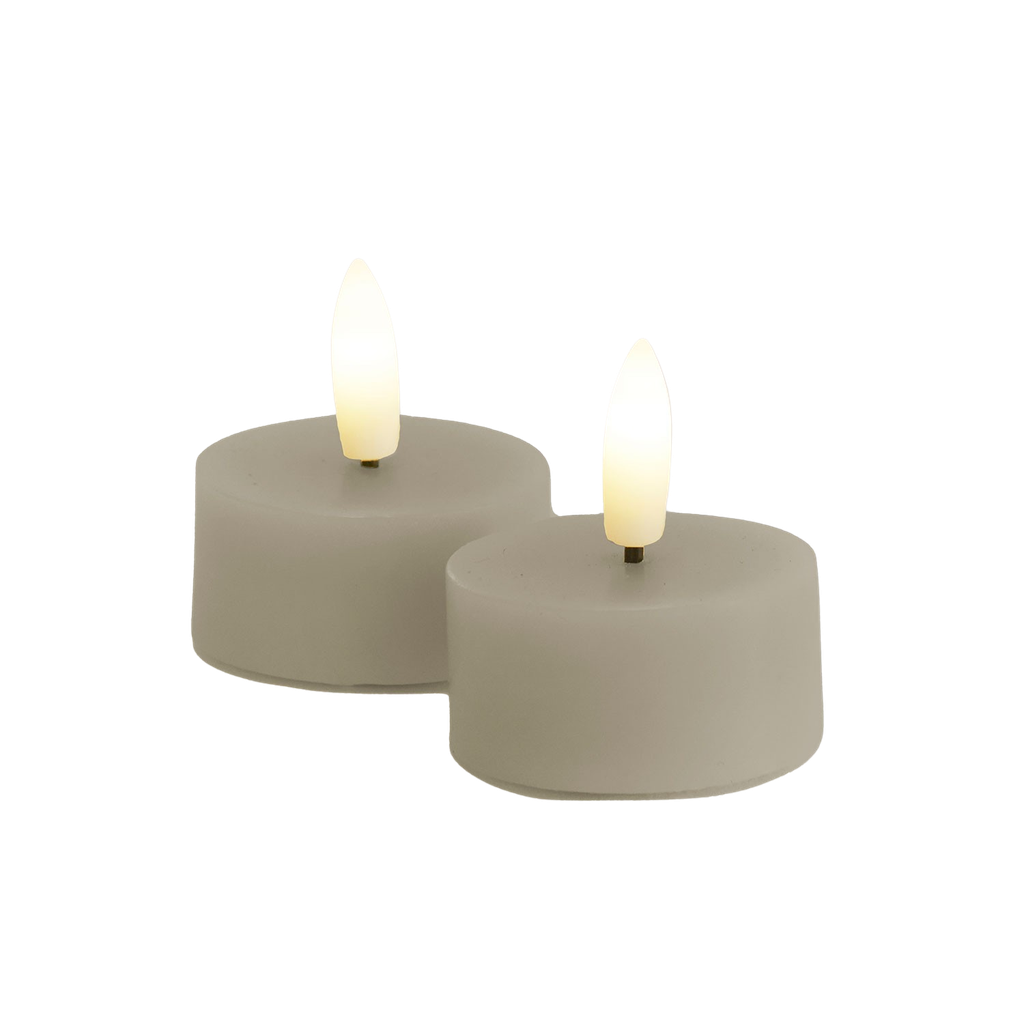 Sille Fyrfadslys 2 stk. sæt, Ø4,5XH2,2cm, Varm Grå