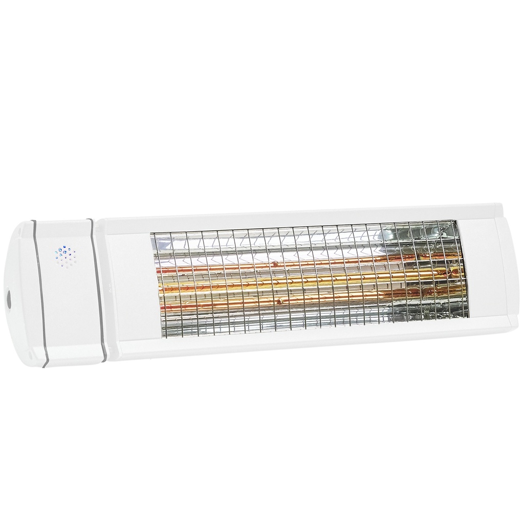 HEAT1 terrassevarmer vægmodel 2000 watt, hvid med fjernbetjening