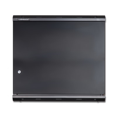Vægrack 19" 15HE B600xD600xH766 mm sort med glasdør