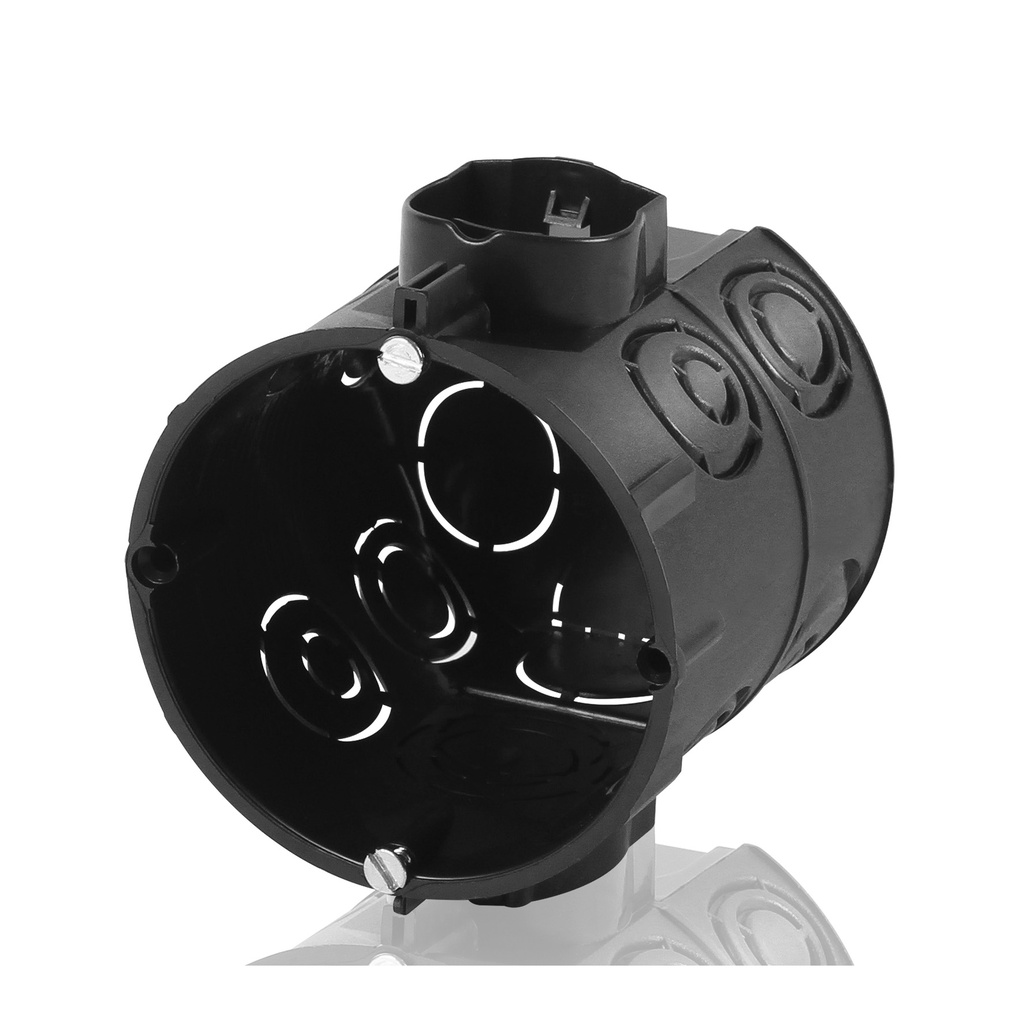Indmuringsdåse Ø68 65mm, skruer for rør: 20/25mm, sort