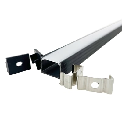 Alu profil 1813 sort 18 x 13mm. Max. Bredde på led strip 15mm.