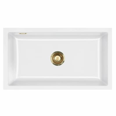 Lavabo Mera 80U keramik køkkenvask til planlimning, blank hvid