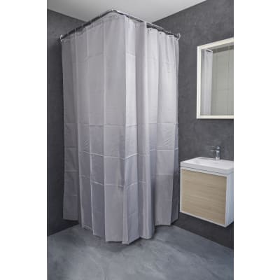 Unicolor badeforhæng, anti-kalk, 180 x 200 cm, grå