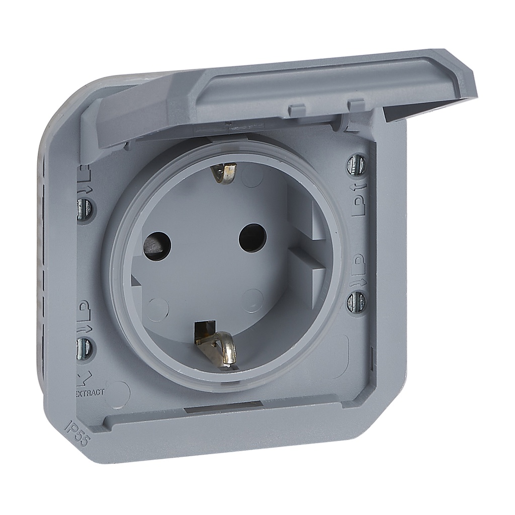 PLEXO55 STIK SCHUKO 16A 2M GRÅ