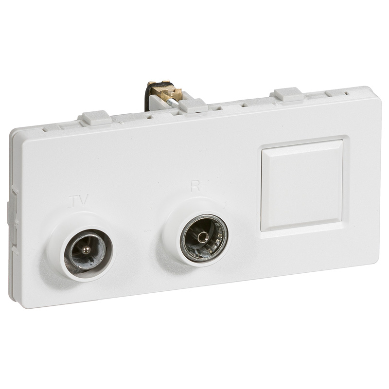 LK FUGA Antenneudtag TV/R slutdåse + RJ45 type TD301 Class A+ 2 modul hvid