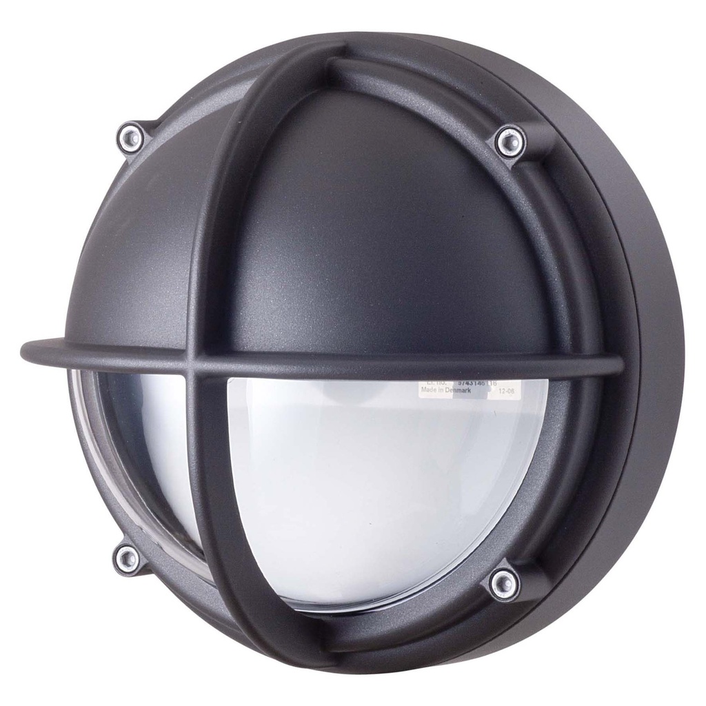 Skotlampe LED 4000K, V2, halvafskærmet, klar, grafit