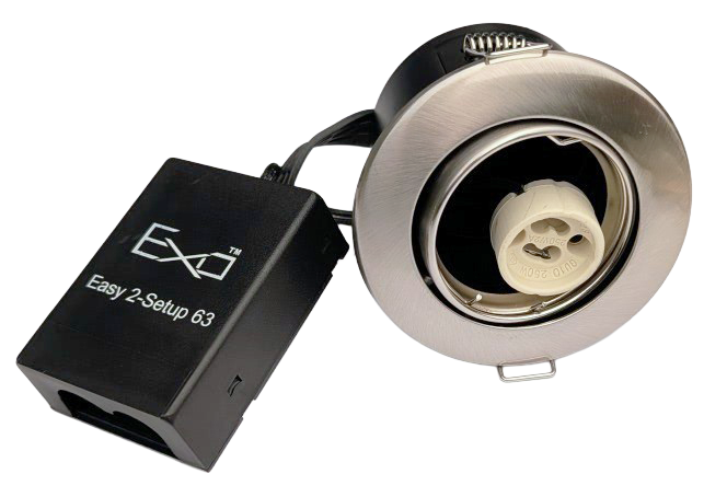 Daxtor Easy 2-Setup 63 GU10 indbygningsspot, satin nikkel, kipbar, Ø88 mm