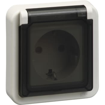 LK OPUS 74 enkelt stikkontakt 2-polet med sidejord lysegrå