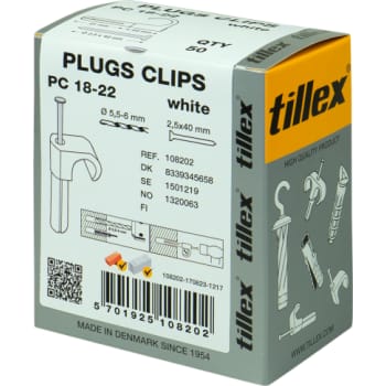 Plugs Clips 18-22/40 mm-50 Hvid