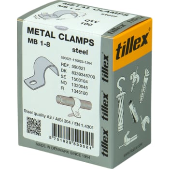 Kabelbøjle MB 8 mm, 1-lap, rustfrit stål, A2, AISI 304 (100)