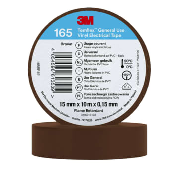 3MTM TemflexTM el vinyltape 165 Brun 15 mm x 10 m 100 rl/pk