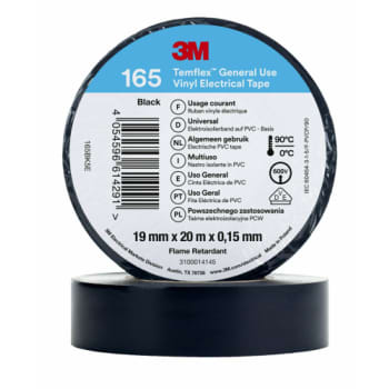3MTM TemflexTM el vinyltape 165 Sort 19 mm x 20 m 100 rl/pk