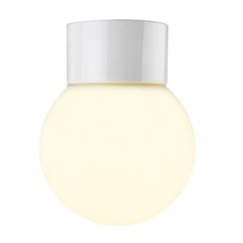 Loft- og væglampe Glob 150 lige, E27, hvid/opal, IP54