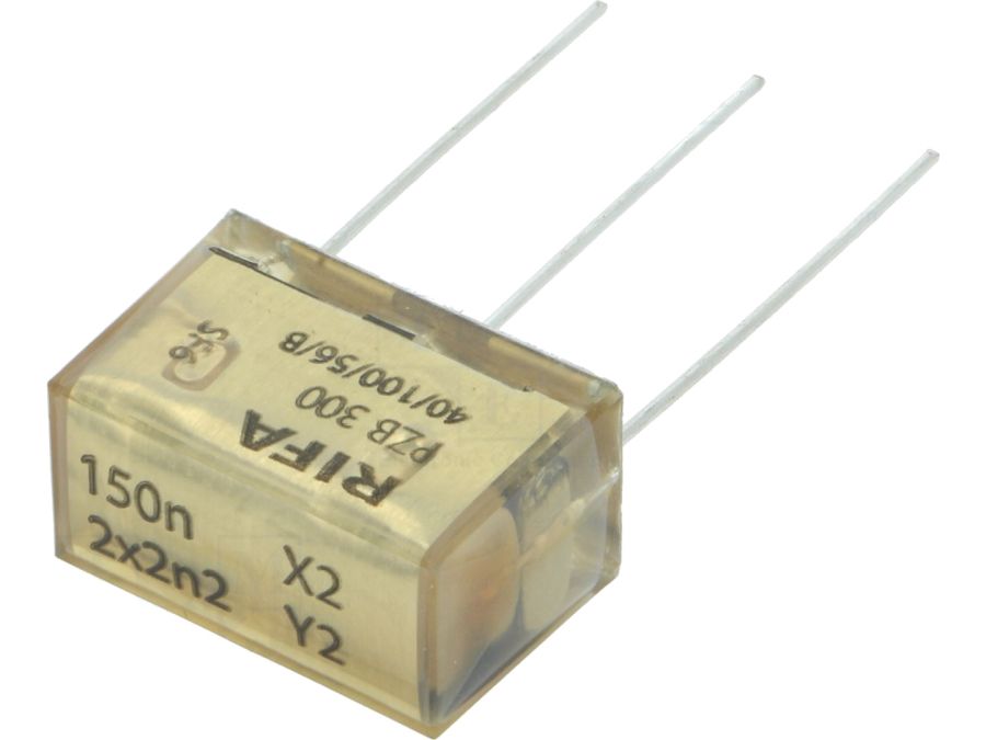 X2/Y2 støjdæmp. kondensator - 275Vac, Cx:150nF, Cy:2,2nF