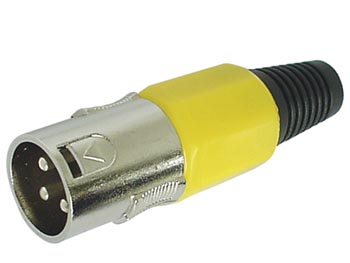 XLR stik - 3P han, nikkel, GUL