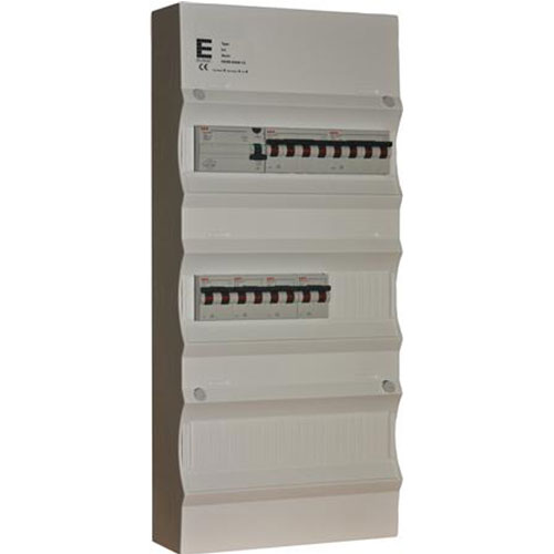 Færdigmonteret gruppetavle - HPFI - 2x16A 3P+N, 4x13A 1P+N - Hvid