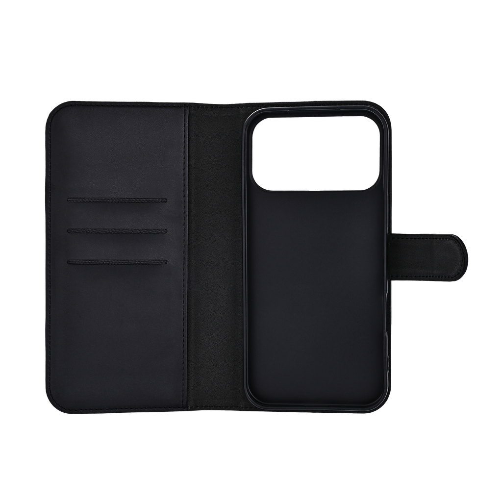 Wallet cover til iPhone 17 Pro Max, stand funktion, Sort