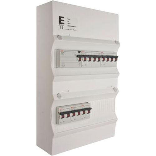 Færdigmonteret gruppetavle - HPFI - 1x16A 3P+N, 1x13A 3P+N, 3x13A 1P+N - Hvid