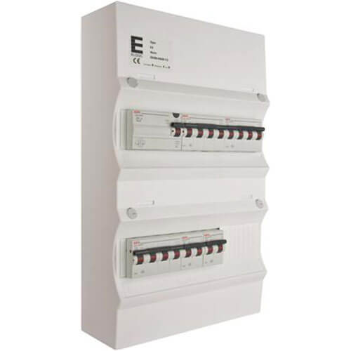 Færdigmonteret gruppetavle - HPFI - 1x16A 3P+N, 2x13A 3P+N, 2x13A 1P+N - Hvid