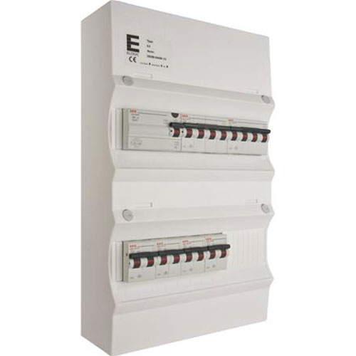 Færdigmonteret gruppetavle - HPFI - 1x16A 3P+N, 1x13A 3P+N, 4x13A 1P+N - Hvid