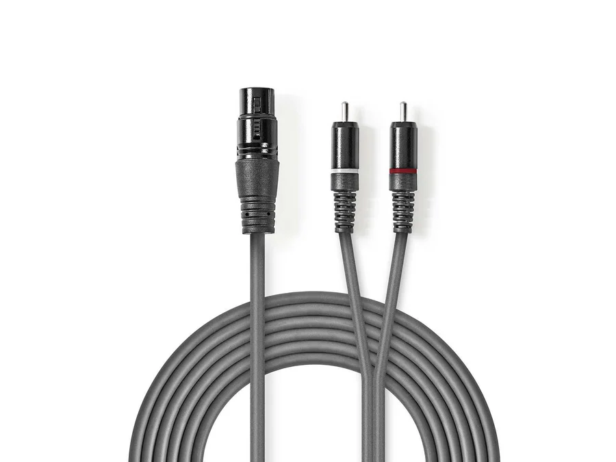 XLR kabel - XLR 3P hun til 2 x RCA(Phono) han (1,5m)