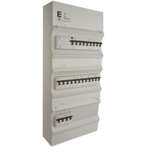 Færdigmonteret gruppetavle - HPFI - 2x16A 3P+N, 1x13A 3P+N, 6x13A 1P+N - Grå