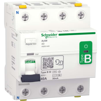 Acti9 RCCB HPFI afbryder 4P 40A 30mA klasse B-SI AC/DC til installationer med 3faset frekvensomforme