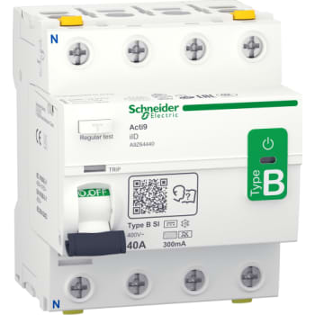 Acti9 PFI-afbryder RCCB-ID 4P 40A 300mA 415V AC/DC klasse B med enkelt terminal 72 mm