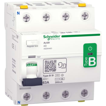 Acti9 RCCB PFI afbryder 4P 63A 300mA klasse B-SI AC/DC til installationer med 3faset frekvensomforme