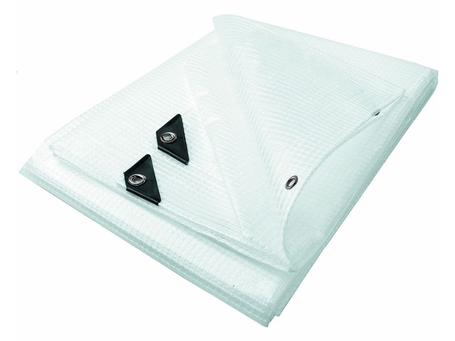 Presenning m. armeringsnet - 4x8m klar PE (125g/m²)