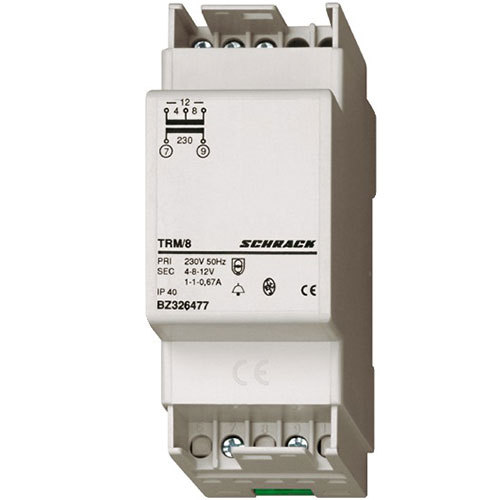 Ringetrafo 6-8-12V DIN-Skinne