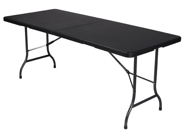 Klapbord - Sort, 180 x 75 x 74cm (rattan)