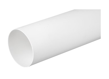 Rund ventilationsrør - Ø125mm, L500mm, ABS plast, Hvid