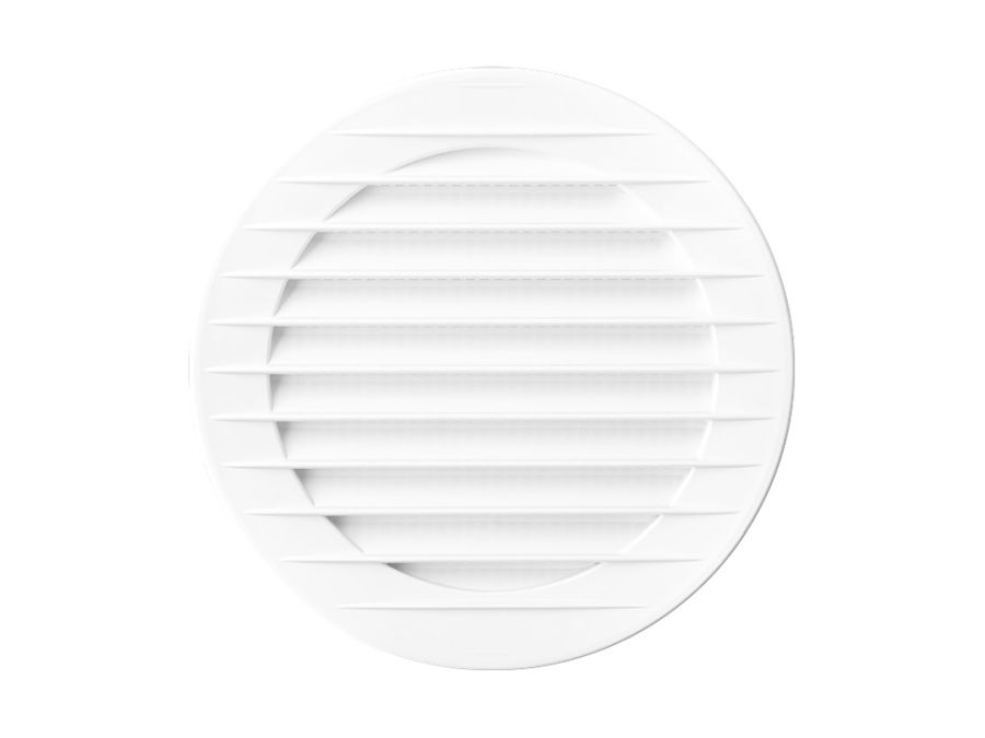 Rund ventilationsrist, ABS plast - Ø120mm, Hvid