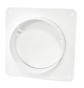 Vægtilslutning f. Ø100mm vent.rør, flange og ventil, Hvid