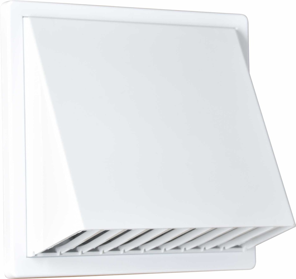 Vægrist med hætte 170x170mm, Ø80-150mm, Hvid