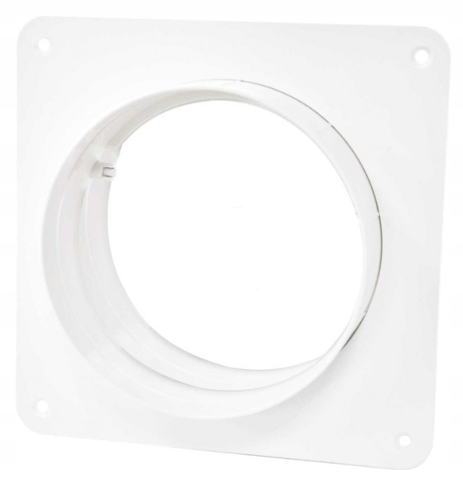 Vægtilslutning f. Ø100mm vent.rør m. flange, Hvid