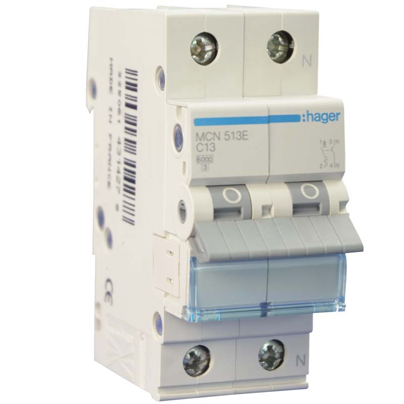 Automatsikring 1-pol+N 6KA C-13A 2 modul