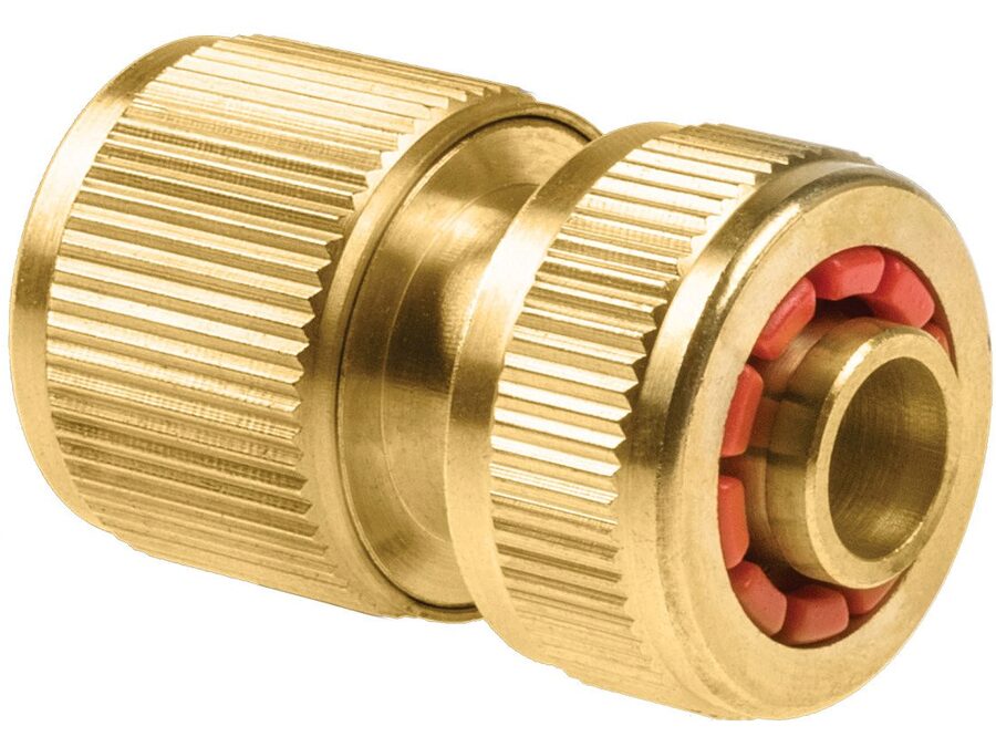 Messing quick release slangekobling m. stop - 1/2"