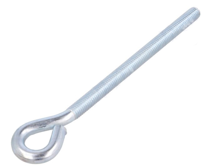 Stål øjebolt - M10, 132mm (gevind), 180mm (længde)