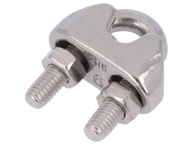Wire klemme - 5mm, Rustfri stål