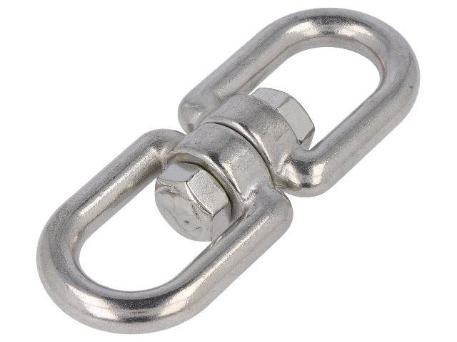 Rustfri stålswivel - kæbe/øje, 10mm