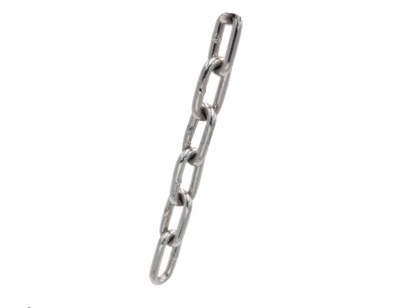 Kæde, langl. svejst, A2 rustfri stål 5mm (metervare)