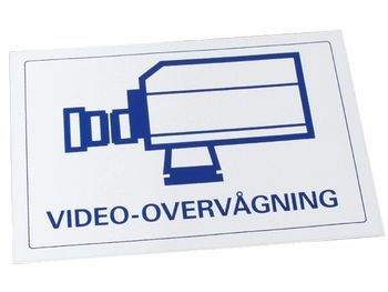 Advarselsmærkat - "Videoovervågning" 19 x 13cm (1 stk.)