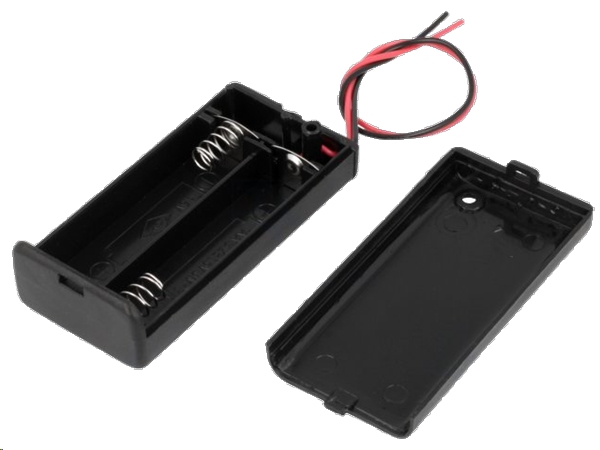 Batteriholder til 2xAA batteri, Lukket hus u. kontakt