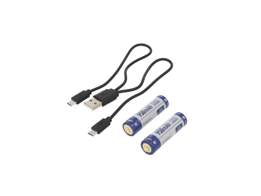 14500 LiION batteri kit - 2x3,6V bat. m. USB ladekabel